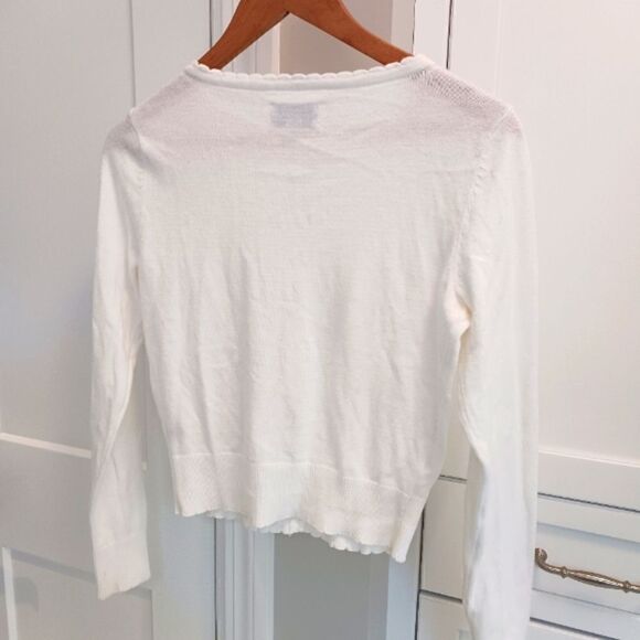 ELLE Cardigan Scalloped Neckline White - Picture 6 of 13